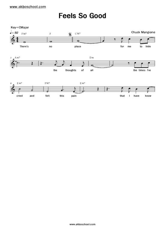 [악보],[가사]Chuck MangioneFeel so good악보 네이버 블로그
