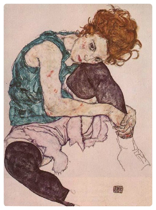 에곤 쉴레 Egon Schiele 무릎을 세우고 앉은 여인 네이버 블로그
