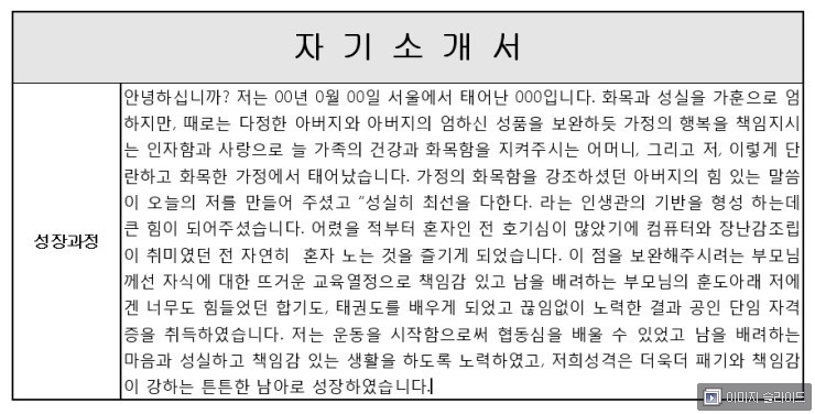 2012공채 자소서 성장과정 성장과정 샘플 모음 네이버 블로그