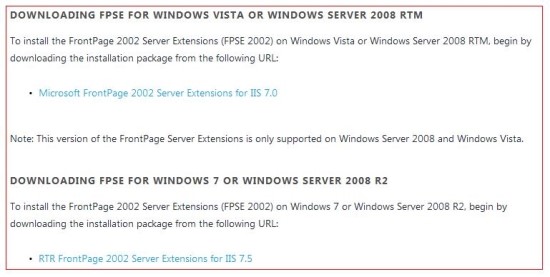 Frontpage Extensions On Vista