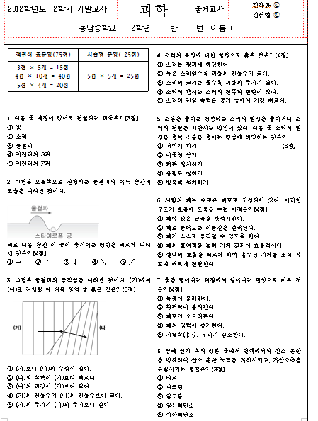 중2 과학 기말고사 기출문제 다운 : 네이버 블로그