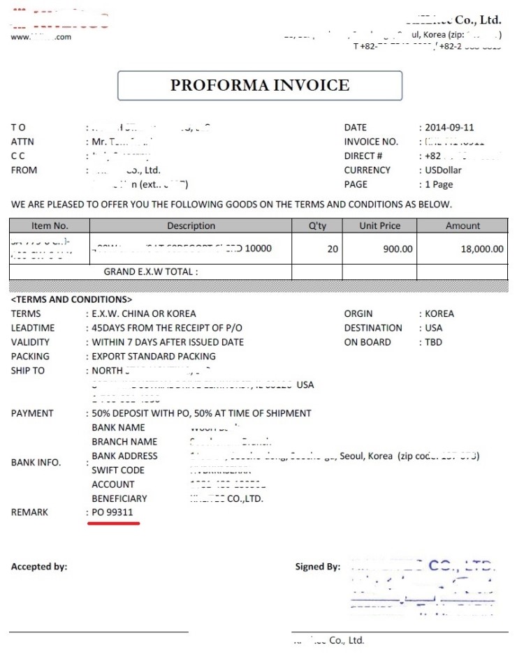 pi proforma invoice