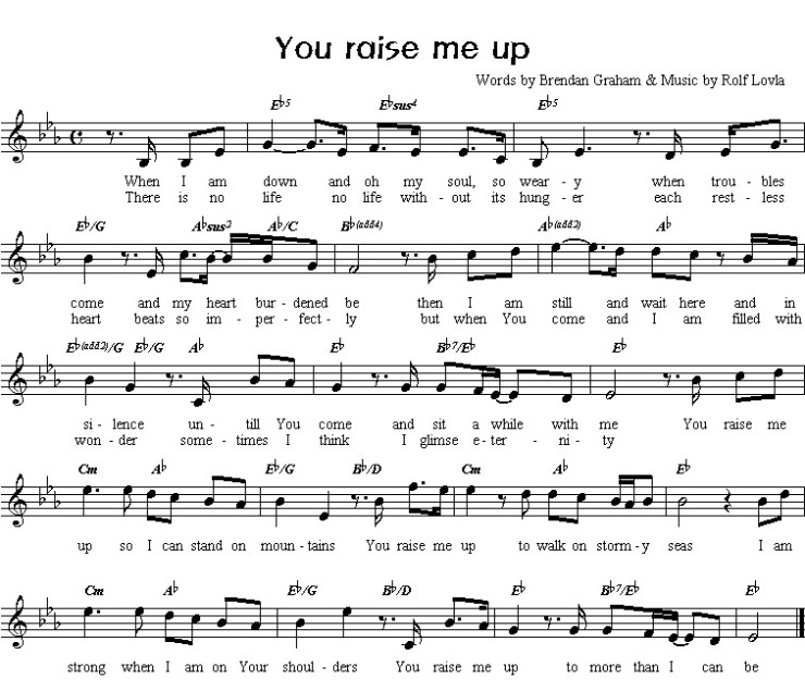 You raise me up 이미지악보, 기타코드악보 네이버 블로그 You raise me up 이미지악보, 기타코드악보 네이버 블로그