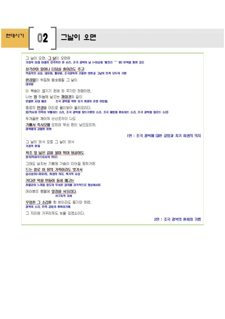 그날이 오면 심훈 해설입니다 네이버 블로그