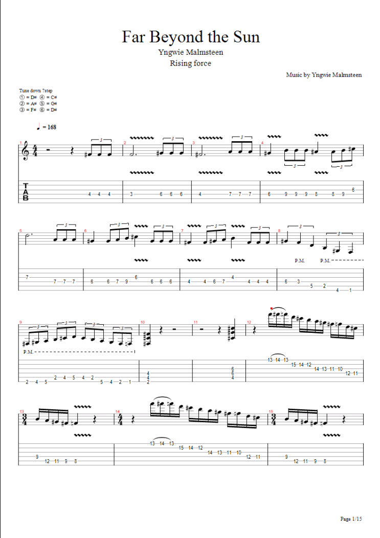 Yngwie Malmsteen Far Beyond The Sun 악보 네이버 블로그