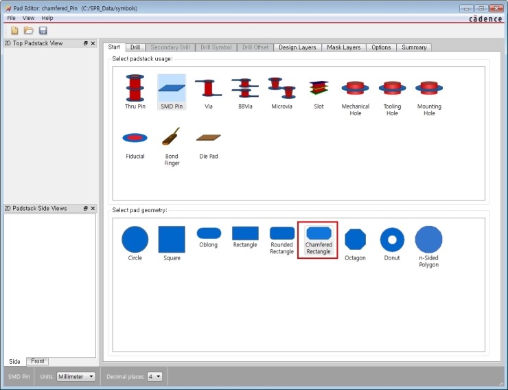 17.2버전 Padstack Editor) 모따기된 패드 생성(Chamfered Rectangle, Rounded Rectangle) 네이버 블로그