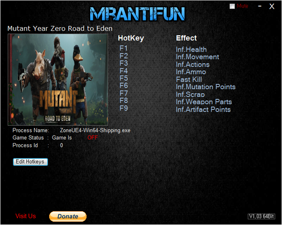 뮤턴트 이어 제로 로드 투 에덴 트레이너 Mutant Year Zero Road To Eden V2019 02 27 9 Trainer Mrantifun 네이버 블로그