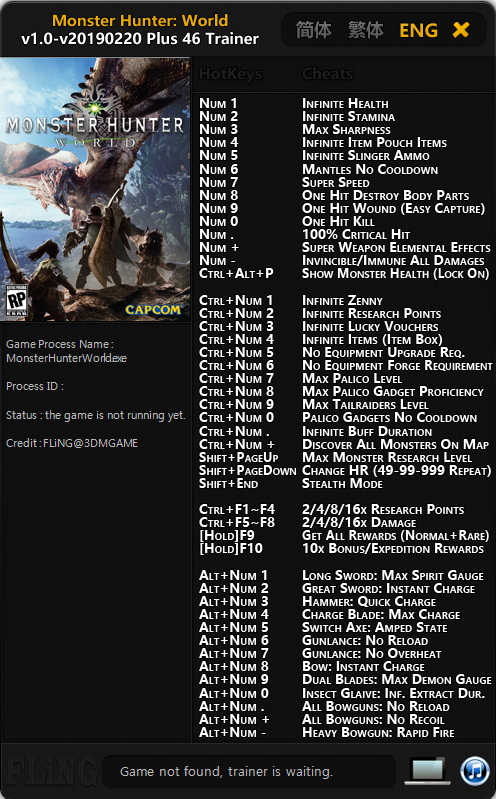 몬스터 헌터 월드 트레이너 Monster Hunter World V1 0 V2019 02 20 46 Trainer Fling 네이버 블로그